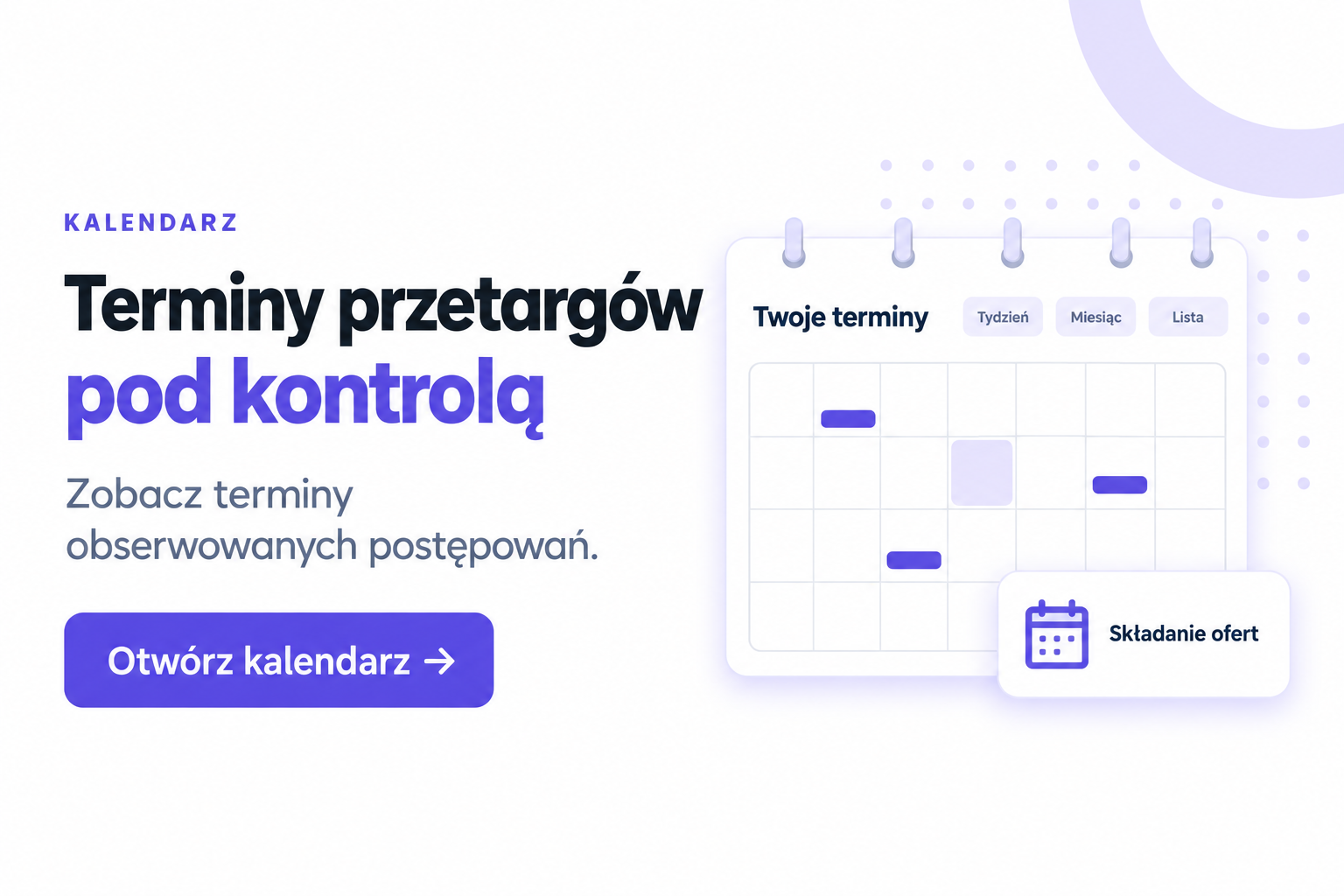 Kalendarz terminów przetargowych - platformaofertowa.pl