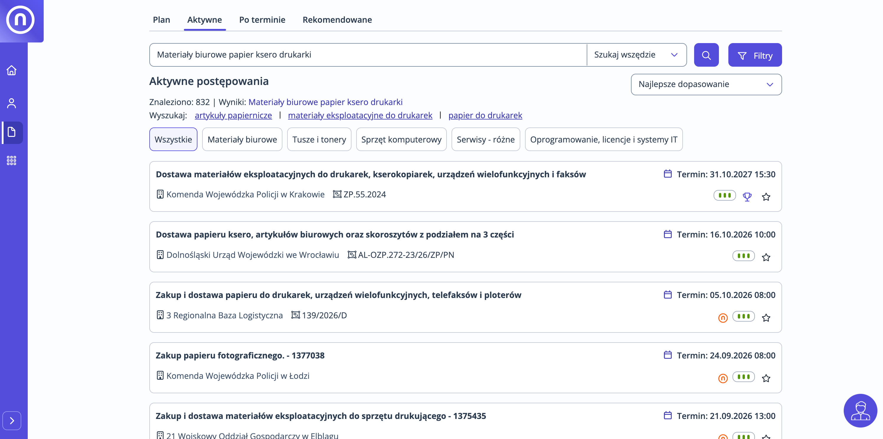 Wyszukiwarka platformaofertowa.pl - wpisz frazę i zobacz dostępne przetargi